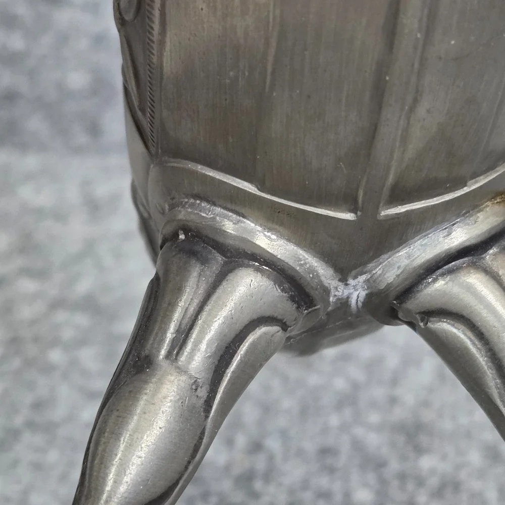 Vintage Aksel Holmsen Pewter Viking Drinking Horn with Lid Made in Norway 1930's
